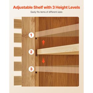 Armadietto da Bagno a Parete con Ripiani Regolabili, 3 Livelli di Altezza, 2 Ante, per Stoccaggio WC e Medicinali - Product Image 4