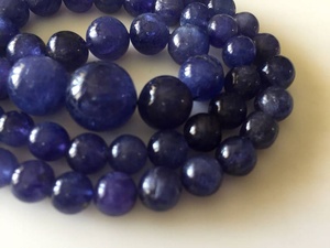 Perles rondes lisses en Tanzanite naturelle, forme et couleur rares, perles de Tanzanite en fil, pour la création de bijoux DIY - Product Image 6