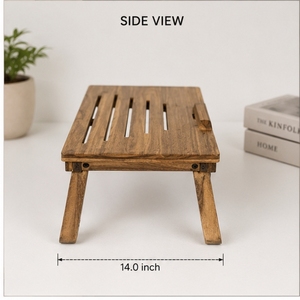 Wooden Laptop Stand Rectangle 14.0 Inch Freestanding <b>Rustic</b> Style Storage Stand for Living Room - Product Image 3