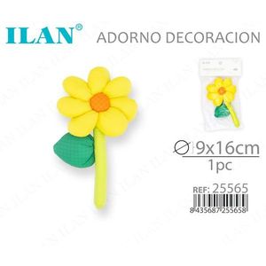 Fleur décorative ILAN 9x16cm en tissu jaune pour la décoration de la maison - Product Image 3