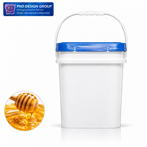 15L Food Grade Square Plastic <b>Bucket</b> <b>with</b> <b>Lid</b> for Syrup Food Ingredient Storage Packaging - Product Image 1