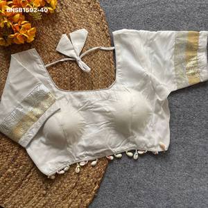 Blusa de algodón mágico de buena calidad con manga de encaje Gota-Patti, acolchada y con borde Kodi elegante, lista para usar, a precio de mayorista. - Product Image 3