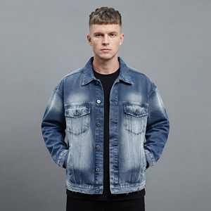 <b>Top</b> Trending Fully Vintage Denim Jacket for men's Winter casual wear Custom Chenille Embroidered Front Logo Windproof man jacket - Product Image 1