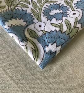 Tela de algodón estampada a mano – Motivo floral del Árbol de la Vida |   Azul Turquesa y Verde Oliva - Product Image 4