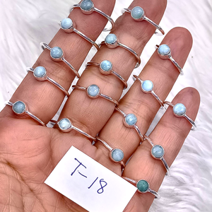 <b>925</b> Sterling <b>Silver</b> <b>Silver</b> Small <b>Rings</b> Natural Larimar Gemstone Light Weight <b>Silver</b> <b>Rings</b> - Product Image 3