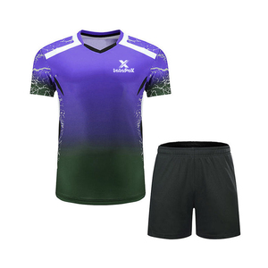 Tenue de tennis professionnelle pour hommes, comprenant un maillot et un short, 100% polyester, respirant et à séchage rapide, pour l'entraînement et la compétition - Product Image 1