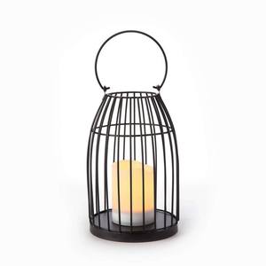 Modern <b>Black</b> Metal Iron <b>Lantern</b> for Tabletop Centerpiece and Home Decor Accent Lighting - Product Image 6