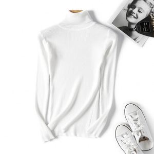 Suéter de Punto Acanalado Casual de Manga Larga con Cuello Alto Azul Marino para Mujer, 100% Acrílico, Antipilling, para Otoño - Product Image 3