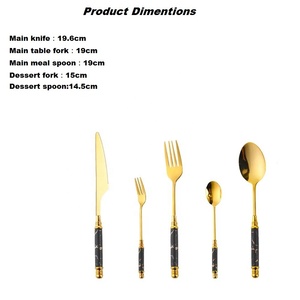 2025 Design élégant couverts en métal ensemble de vaisselle avec poignée en céramique plaqué or ensemble de couverts pour l'événement de mariage et l'utilisation de Restaurants - Product Image 6