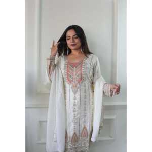 Ensemble de vêtements de fête pour femmes avec pantalon de travail séquentiel Dupatta - Product Image 5