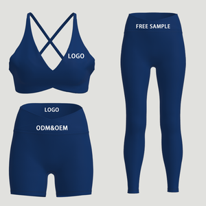 Leggings de Yoga de Cintura Alta, Sin Costuras, Color Azul Sólido, Spandex y Poliéster, Elásticos en Cuatro Direcciones, Cintura Elástica, Ropa Deportiva para Mujer - Product Image 1