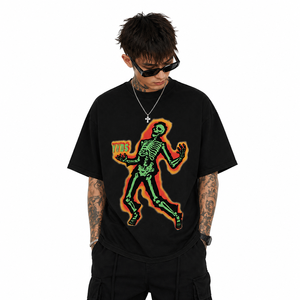 เสื้อยืดโอเวอร์ไซส์ทรงฮิปสเตอร์ ผ้าเจอร์ซีย์คอตตอนแท้ 100% น้ำหนัก 240 กรัม ระบายอากาศได้ดี สไตล์สตรีทแฟชั่น ป้ายแท็กสั่งทำได้ รับผลิตแบบ OEM สำหรับผู้ชาย ขายดี - Product Image 4