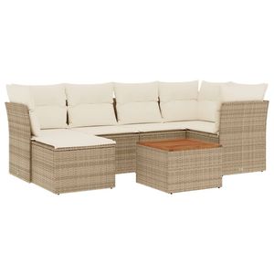 Conjunto de Sofás Modulares Grandes de Ratán Sintético Beige para Jardín, Muebles Modulares Cómodos para Exteriores - Product Image 2