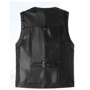 Custom Plaid Panel <b>Mens</b> <b>Leather</b> <b>Vest</b> Heavyweight Genuine <b>Leather</b> Biker Waistcoat Autumn Winter Style <b>Leather</b> <b>Vests</b> - Product Image 2