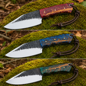 Ensemble de couteaux Skinner faits à la main avec manches en bois résineux, lames fixes en acier à haute teneur en carbone, couteaux de survie pour le camping et le bushcraft, EDC - Product Image 6