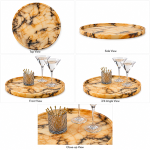 Plateau de service décoratif abstrait moderne en résine ambre dorée, fait main, artisanat impérial, pour la maison, la vanité, les bijoux, le café - Product Image 3