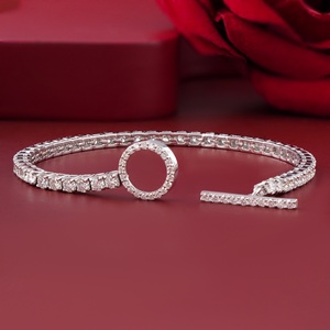 Pulsera de tenis de oro blanco de 14K con diamante redondo cultivado en laboratorio de 5.17 CT y cierre de palanca - Product Image 3
