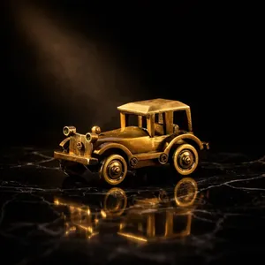 SHUBHAM Customized Vintage <b>Car</b> Figurine Brass Metal Model Gold Plated <b>Polished</b> Antique Decor Home Display Ornament - Product Image 1