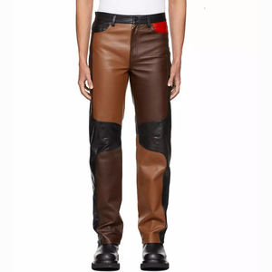 Pantalones de Cuero Casuales para Hombre, Cintura Media, Ligeros, Impermeables, Transpirables, Lisos, Teñidos, Rectos, de Buena Calidad, MOQ de 10 Piezas - Product Image 1