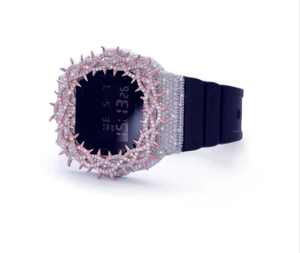 Reloj Digital de Lujo con Incrustaciones de Diamantes, Puntas Irregulares, Caja de Acero Inoxidable, Detalles de Moissanita, Resistente al Agua 10 Bar - Product Image 2