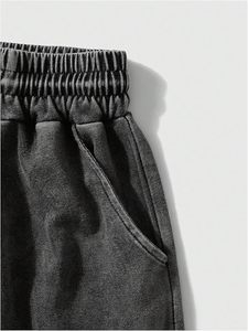 เสื้อยืดทรงบ็อกซี่สไตล์สตรีทแวร์ผ้าฝ้ายปักลายเพชรพร้อมกางเกงขาสั้น ชุดเซ็ตเสื้อยืดแบบวินเทจสำหรับผู้ชาย ขายส่ง - Product Image 5