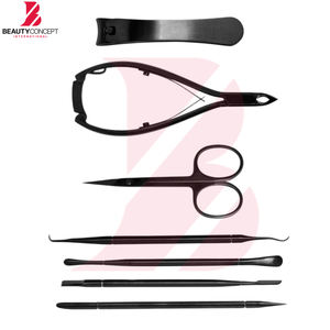 Kit de manucure de précision tout-en-un en acier inoxydable pour hommes et femmes, qualité supérieure, noir mat, 7 outils de toilettage - Product Image 2