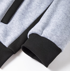 Sudadera con Capucha para Bebés y Niños, Diseño Color Block con Cremallera, Ropa Casual de Otoño, Estampado Azul, Negro y Gris, Tejido de Poliéster y Algodón - Product Image 4