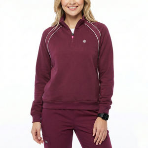 Blouson de travail en molleton à col montant, personnalisable avec logo, demi-zip, pour le personnel soignant, vente en gros OEM - Product Image 1