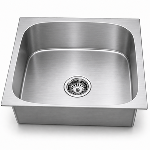 Brushed Stainless Steel <b>Kitchen</b> <b>Sink</b> 304 Grade Single Bowl Countertop Basin Trending - Product Image 1