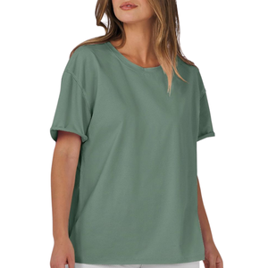Camiseta de Algodón Orgánico para Mujer, Estilo Vintage, Holgada, Uniformes Escolares, Elástica en 4 Direcciones, Personalizada, Top Corto, Camisetas a Rayas para Mujer - Product Image 2
