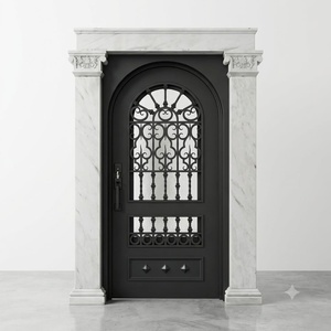 Puerta Principal Moderna de Hierro Forjado Resistente a la Oxidación con Arco Decorativo, Superficie Acabada, Seguridad Antirrobo, Uso Exterior - Product Image 1