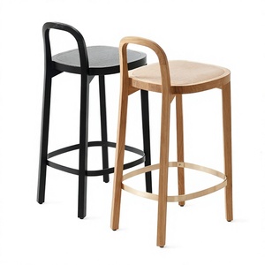 Modern <b>Wooden</b> Bar Chair Counter Seat Footrest For Kitchen Island Cafe Chair For Restaurant Dinning Table Bar Hotels Bar <b>Stool</b> - Product Image 5