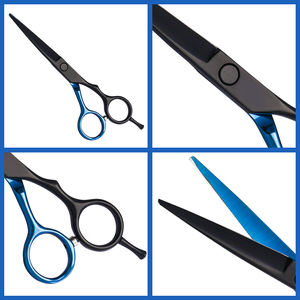 Ciseaux de Coiffure Professionnels en Acier Inoxydable Bleu Noir 4Cr13 Légers, Ensemble de Ciseaux de Coupe Personnalisables avec Logo, 6 Pouces Tranchants - Product Image 6