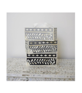 Caja de pañuelos con incrustaciones de hueso de diseño exclusivo, con patrón de hojas y flores, artículos de artesanía, caja para pañuelos, ¡Gran oferta! - Product Image 5