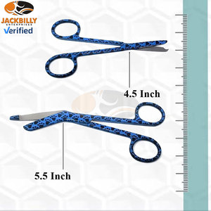 Juego de Tijeras para Vendajes JACKBILLY de 5.5" y Tijeras para Suturas de 4.5" con Diseño de Huellas Azules, Primeros Auxilios - Product Image 2