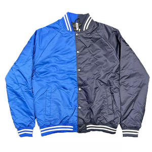 Chaqueta Varsity de Alta Calidad para Hombre en Rojo y Azul con Cierre de Botones, Corte Regular, Cuello Alto, Estilo Casual, Ropa de Invierno - Product Image 4