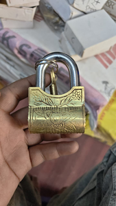 Decorative Solid Brass <b>Padlock</b> Vintage Style Engraved Lock with Keys Heavy Duty Traditional Metal Security Lock for Home Office - Product Image 5