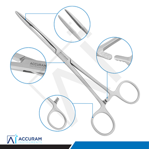 Pinzas de Hemostasia Accuram Gross Maier Rectas de 20 cm, de Acero Inoxidable, Instrumento Quirúrgico Médico Dental para Sujetar Tejidos - Product Image 2