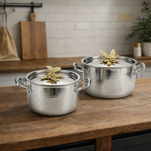 Handcrafted Nature-Inspired Golden <b>Cookware</b> Large Hammered Metal Pot with Decorative Butterfly Knob High-End Tabletop Casserole - Product Image 6