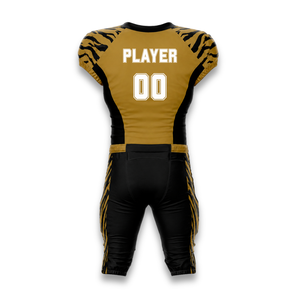 Premium Men's Sleeveless American Football Jersey Black Gold Striped V-<b>Neck</b> Moisture Wicking Fitted Sport Apparel - Product Image 2