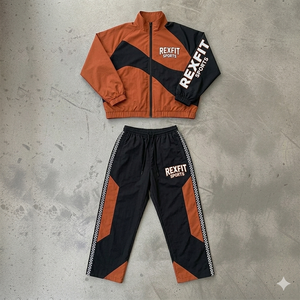 ชุดวอร์ม Rexfit Sports พิมพ์ลายตามสั่งสำหรับผู้ชาย เสื้อแจ็คเก็ตซิปเต็มตัวและกางเกงขาสั้น ชุดฤดูร้อน ขายส่ง - Product Image 6
