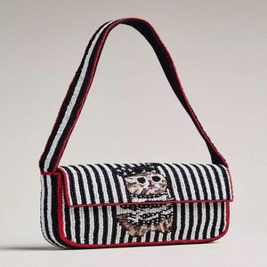 Bolso de mano con diseño de gatito y bordado de cuentas, ideal para regalo, bolso cruzado, bolso de hombro, bolso de noche estilo bohemio. - Product Image 1