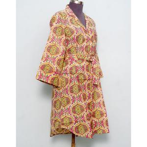 Camisa Larga Estilo Kimono 100% Algodón Puro para Mujer, Estampado Floral, Abertura Frontal, Cuello en V, Manga 3/4, Corte Ajustado, con Botones - Product Image 5