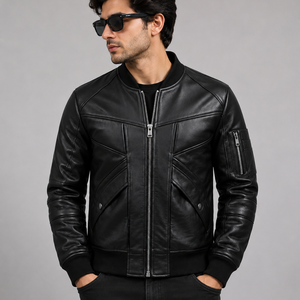 Fashionable Leather <b>Jacket</b> for Men and Plus Size Solid Pattern Available for Reasonable Price Men's Leather <b>Jacket</b> - Product Image 4