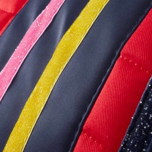 Red <b>Quilted</b> Horse Saddle Pad with Navy Trim And Color Stripes Polyester Material And Color Stripes Polyester - Product Image 5