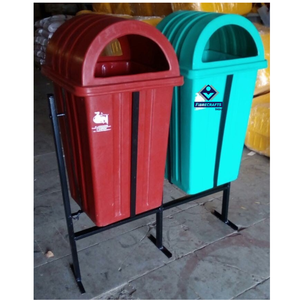 FIBRECRAFTS <b>Twin</b> Fiberglass Outdoor Dustbin Red and Green Open Top Recycling <b>Bin</b> for Waste Management Indoor Outdoor Use - Product Image 1