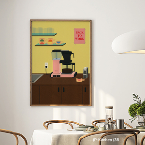 Decoración festiva para pared, ilustración de máquina de café vintage, impresión artística retro para pared de cocina - Product Image 2