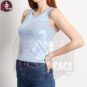 Débardeur décontracté pour femme bleu clair en tissu tissé respirant et doux, avec logo personnalisé positionné à l'avant, nouveau style, prix de gros - Product Image 2