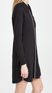 Women Solid Color Long Sleeve Button Front Nightshirt Dress Turn-down Collar Cotton Poplin Casual Sleepwear Knee Length - Product Image 3
