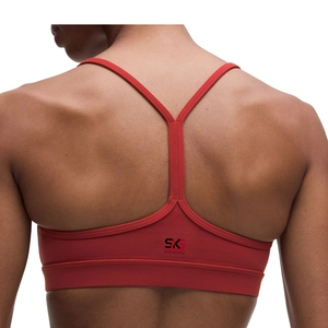 Soutien-gorge de sport rouge sans coutures à bretelles larges, haut court athlétique à profil bas pour le yoga, la gym et l'entraînement - Product Image 2